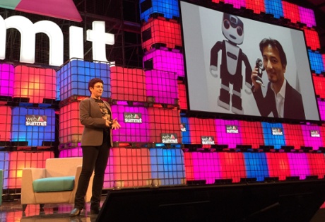 Andra Keay on stage at the Web Summit conference.