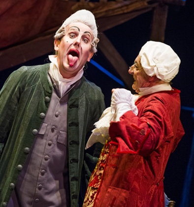 Alastair Miles as Don Basilio and Eric Roberts (Bartolo) in Opera North's production of The Barber of Seville. Tickets start at £15.