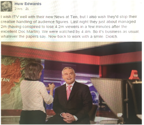 Huw Edwards' Facebook post about ITV's News at Ten