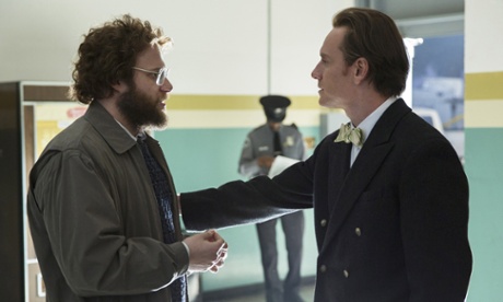 Seth Rogen and Michael Fassbender in Steve Jobs.
