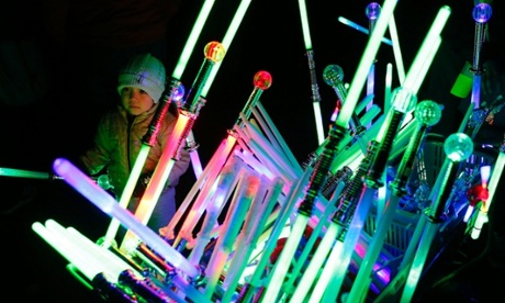 Novelty glow sticks for sale before a Bonfire night fireworks display at Roundwood Park in north-west London.