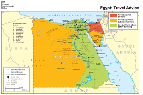 British Egypt travel advice map