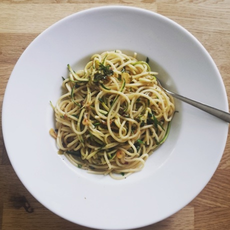 Angela Kim's quick and tasty spaghetti dish for one.