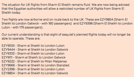 Advice on the easyJet website