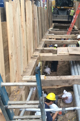 The excavation at Washington Square Park.