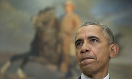President Barack Obama delivers a statement on the Keystone XL pipeline on Friday, in front of a painting of Theodore Roosevelt in the Roosevelt Room of the White House.