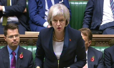 Home Secretary Theresa May speaks in the House of Commons at the launch of the IP bill.