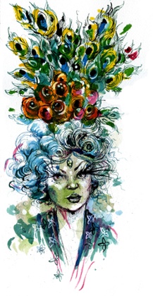 Molly Crabapple's drawing of a burlesque dancer.