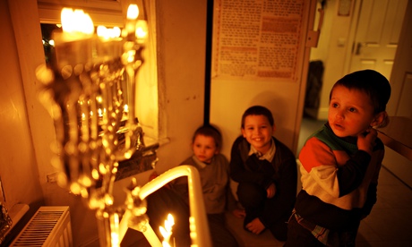 Children celebrating Hanukah in Manchester
