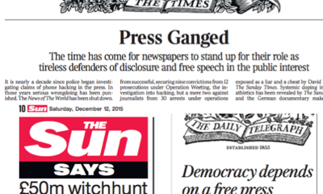 Leading articles in the Times, Sun and Daily Telegraph. 