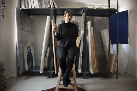 Samira Alikhanzadeh, 50, has been collecting pictures from old photo albums, then manipulating them to create large surreal representations of a society long faded. She prints the photographs on boards and retouches them with acrylic paints. The subjects are usually women, depicted with their eyes covered over with mirrors.