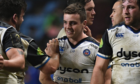 George Ford is congratulated by Bath team-mates
