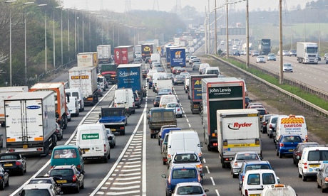 Traffic jam on the M1 motorway in Hertfordshire