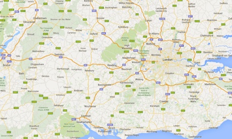 Google Maps without South Downs national park