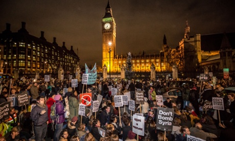 Thousands of anti-war protestors gather in Parliament Square, London urging MPs to vote against military action as MP’s decide in Parliament whether to vote for the UK to commence air strikes against Isis in Syria.