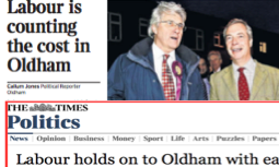 Changing the tune: The Times in print, above, and after the result, online below. 