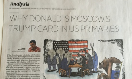 The article about Trump and Putin gets a second airing in the Russia Beyond The Headlines supplement. 