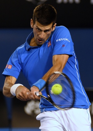 Serbia's Novak Djokovic hits a return.