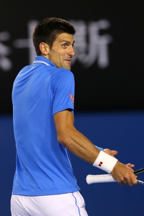 Novak Djokovic reacts.