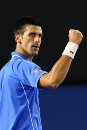 Novak Djokovic celebrates.