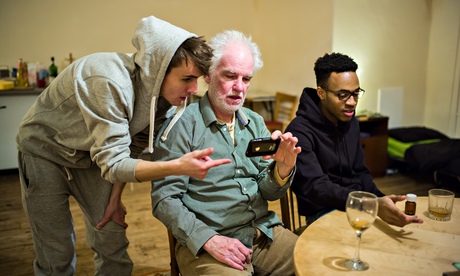 Joseph Tremain, Paul Greenwood and Enyi Okoronkwo in Arthur's World at the Bush Theatre, London