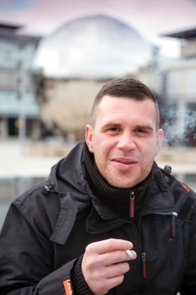 Smoker Paul Bennett in Millennium Square, Bristol: 'We’re not allowed to smoke inside and that’s fine but I don’t see what’s wrong with smoking outside.'