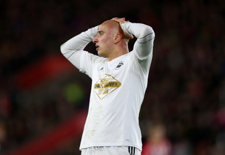 Jonjo Shelvey reacts after a missed chance.