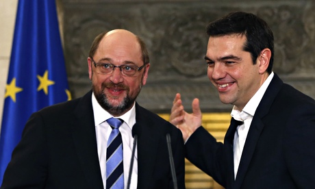 Greek Prime Minister Tsipras and European Parliament President Schulz