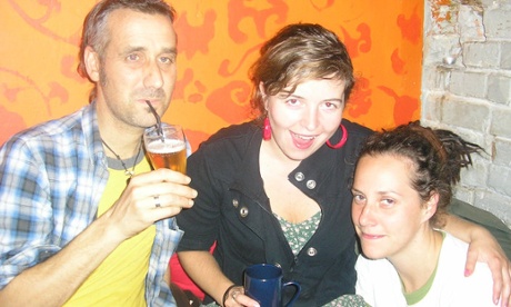 The author, far left, with friends met while couchsurfing. 