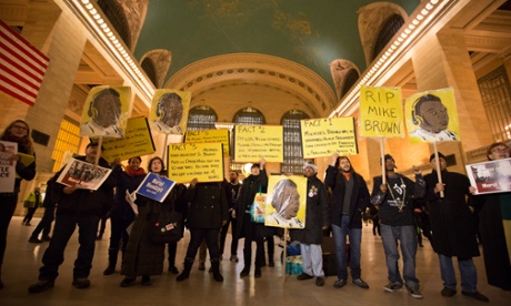 Protest at Grand Central commemorating the death of Michael Brown