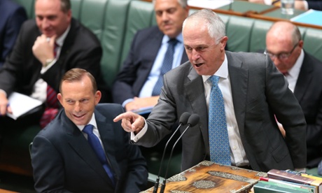 Communications minister Malcolm Turnbull fires up at the dispatch box during question time in the House of Representatives this afternoon, Tuesday 10th February 2015.