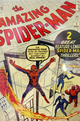 A first issue of The Amazing Spider-Man comic book, showing Spidey alongside fellow superheroes.
