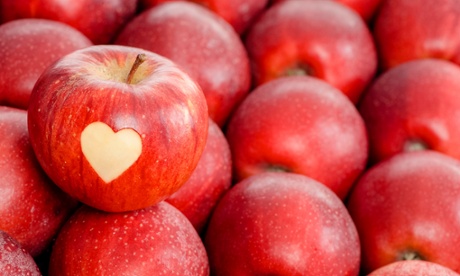 Apple with heart shape cut out