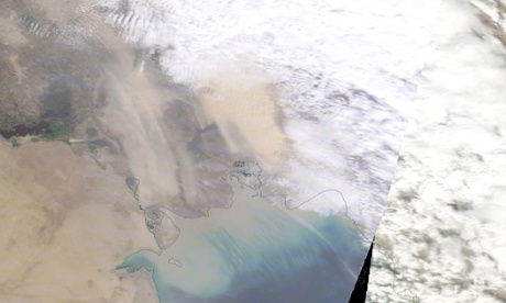 The dust storm sweeping across western Iran earlier today.