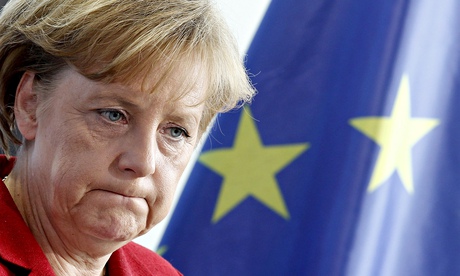 Angela Merkel with an EU flag