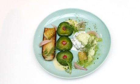 Dr Gerkings & Mr Cucumber with three slices of cucumber
