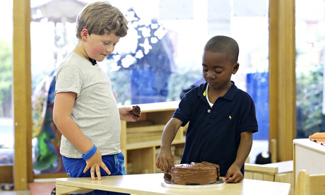 Chaim, Christian and the chocolate cake. Photograph: Katie Hyams/Channel 4