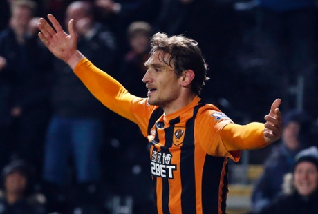 Nikica Jelavic celebrates after scoring the opening goal.