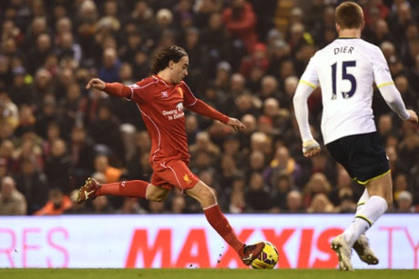 Lazar Markovic shoots and scores the opening goal.