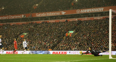 Lazar Markovic scores the first goal for Liverpool.