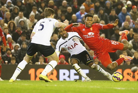 Danny Rose trip Daniel Sturridge to give away a penalty.