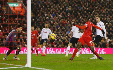 Mario Balotelli scores the third goal for Liverpool.