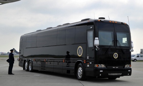 Barack Obama's bus definitely has right of way.
