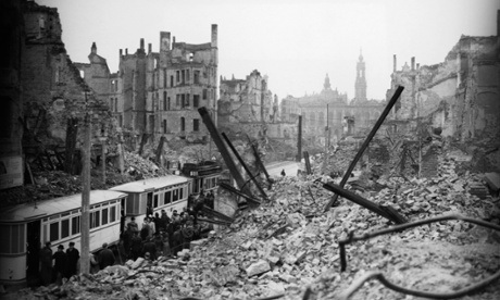 Dresden after the bombing on the night of 13 February 1945.