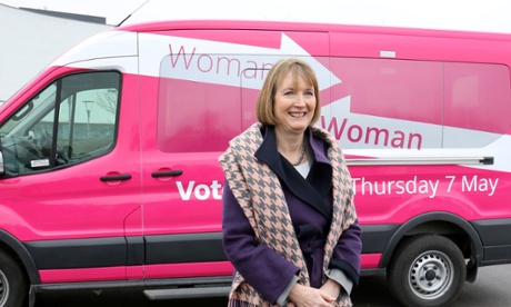 Harriet Harman with her party's Woman to Woman election bus