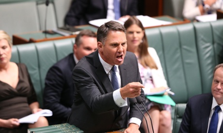 Shadow minister for Immigration Richard Marles reacts to Immigration Minister Peter Dutton during question time in the House of Representatives this afternoon, Thursday 12th February 2015.