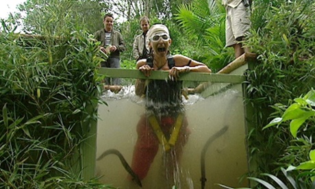 Natalie Appleton takes part in a bush tucker trial from 2004.