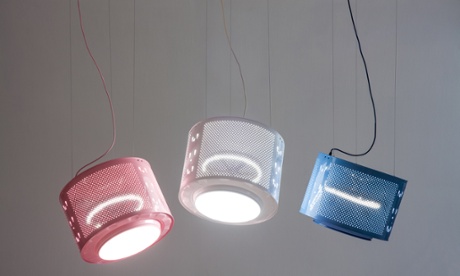 Lamps made from washing machine drums.