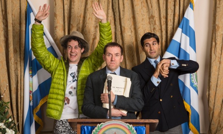 Dustin Demri-Burns, Ben Miller and Kayvan Novak in Asylum.