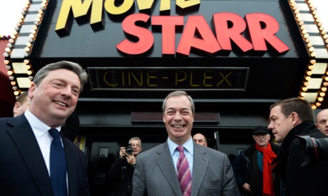 Nigel Farage at the Movie Starr cinema in Canvey Island, where he was speaking this morning.